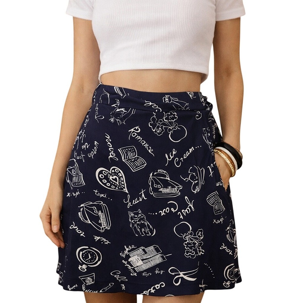Vintage 90's Best United Garment Co New York Print Novelty Skirt‎ 14/16